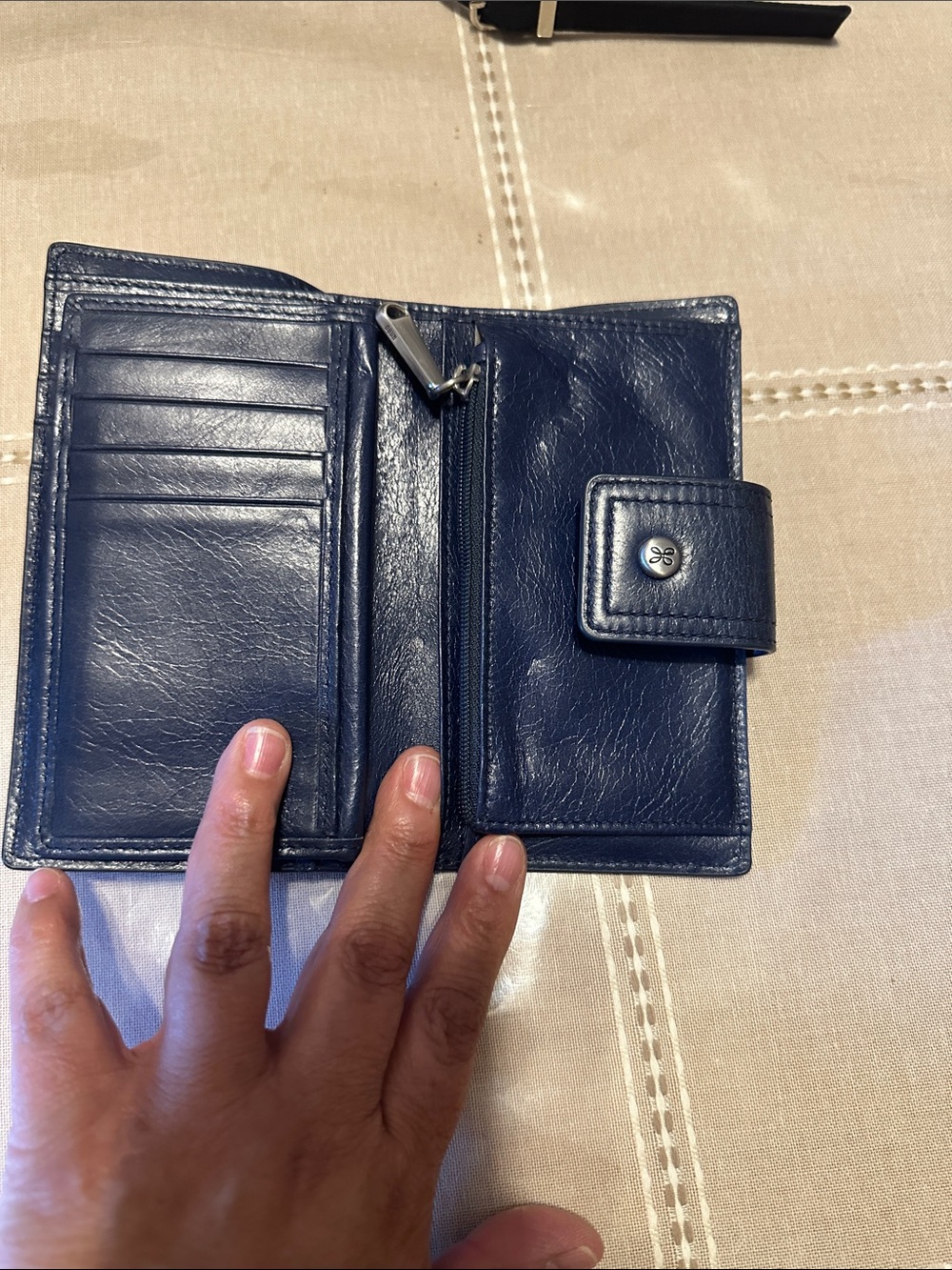 HOBO Navy Leather Wallet with Snap Closure - Picture 4 of 5